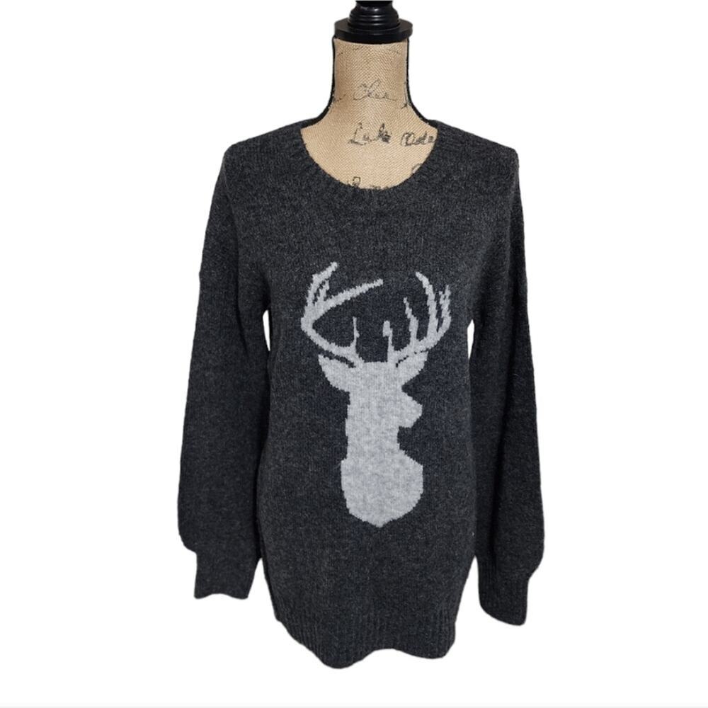YES LOLA ALPACA Wool BLEND DEER LANTERN‎ SLEEVE SWEATER SIZE MEDIUM NEW!